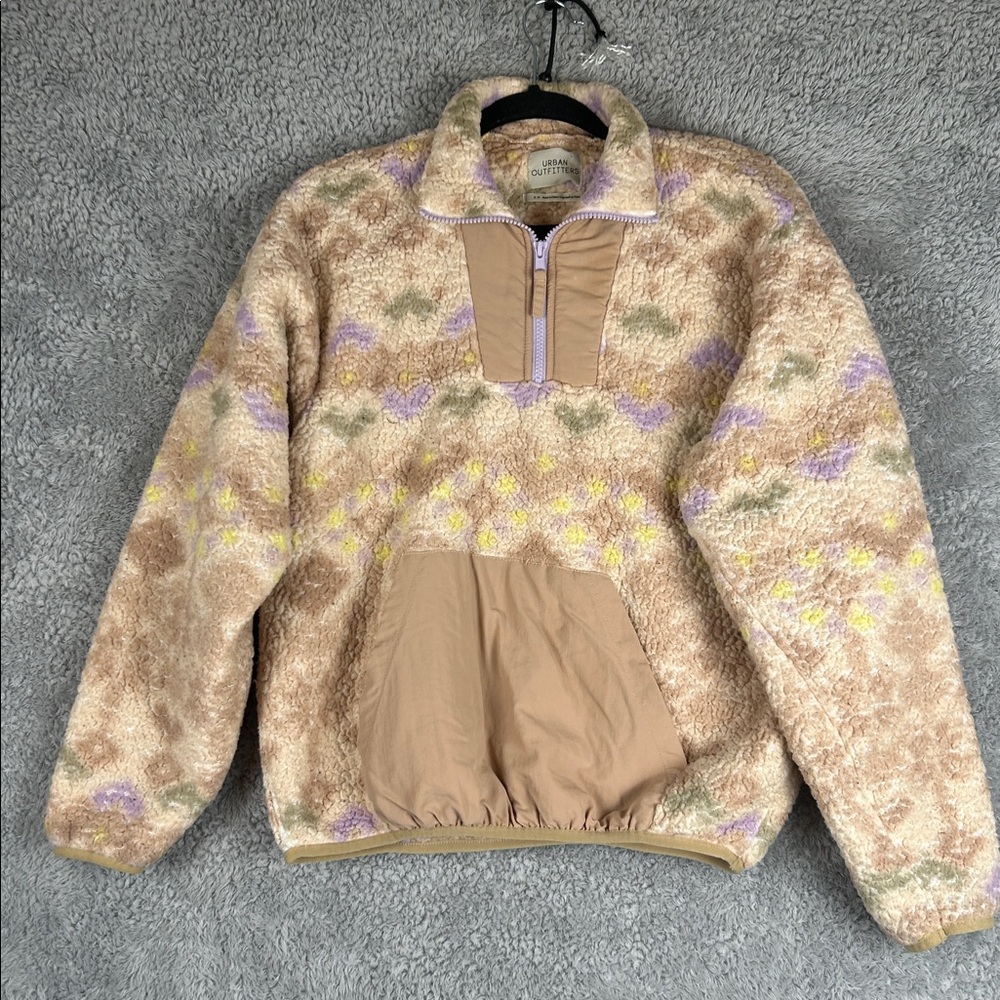 Urban Outfitters Long Sleeve Zip Sherpa Ivory Pullover Sweater Oversized  Size S - Picture 3 of 16